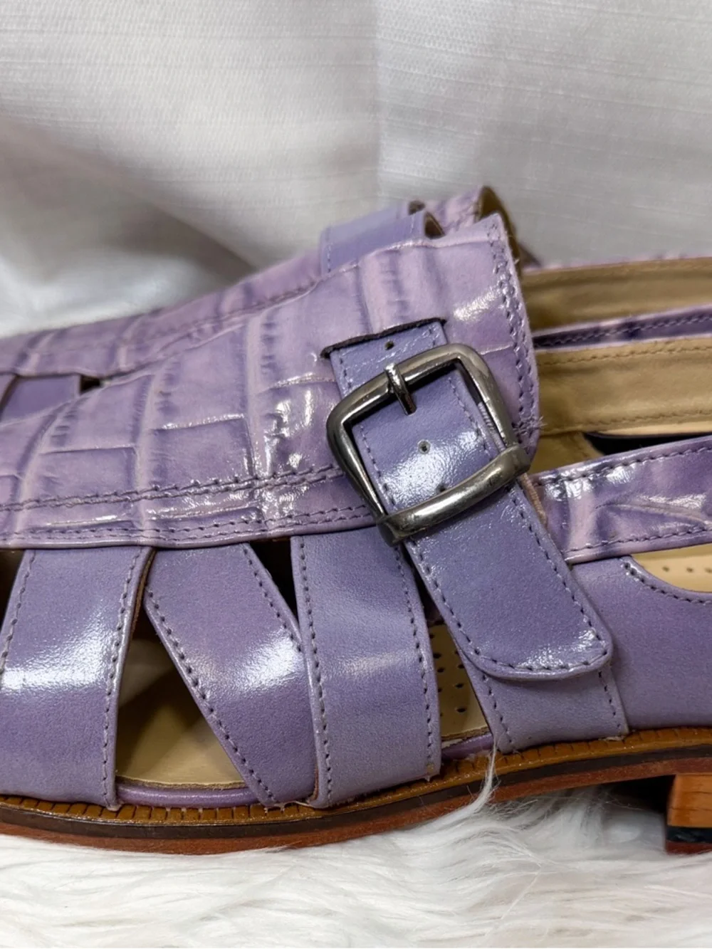 Giorgio Brutini Purple Leather Croc Fisherman Sandals Men’s 10 - Picture 3 of 8